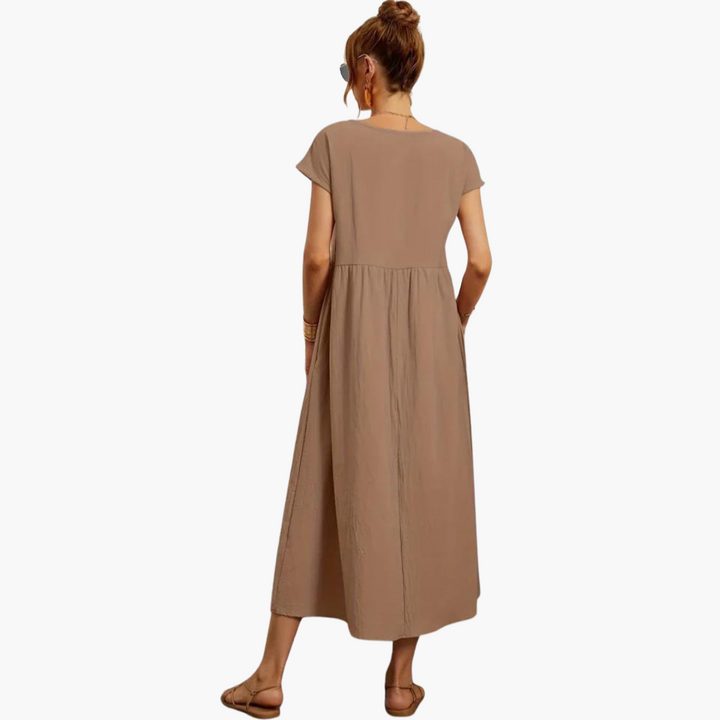 Morgan & Brooke | Ivory Relaxed Fit Belted Cotton-Blend Dress