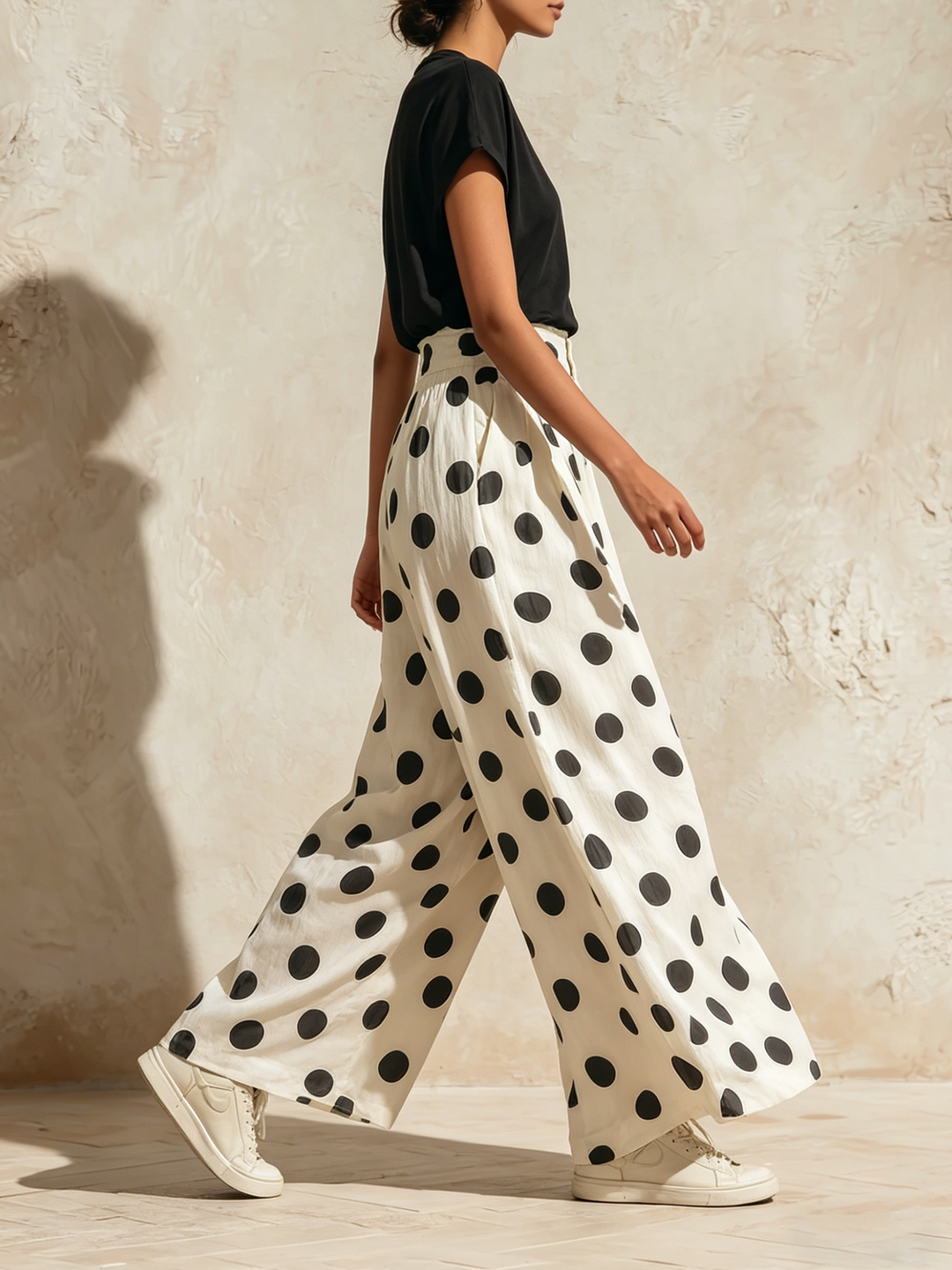 Morgan & Brooke | Cream Polka Dot Wide-Leg Pants