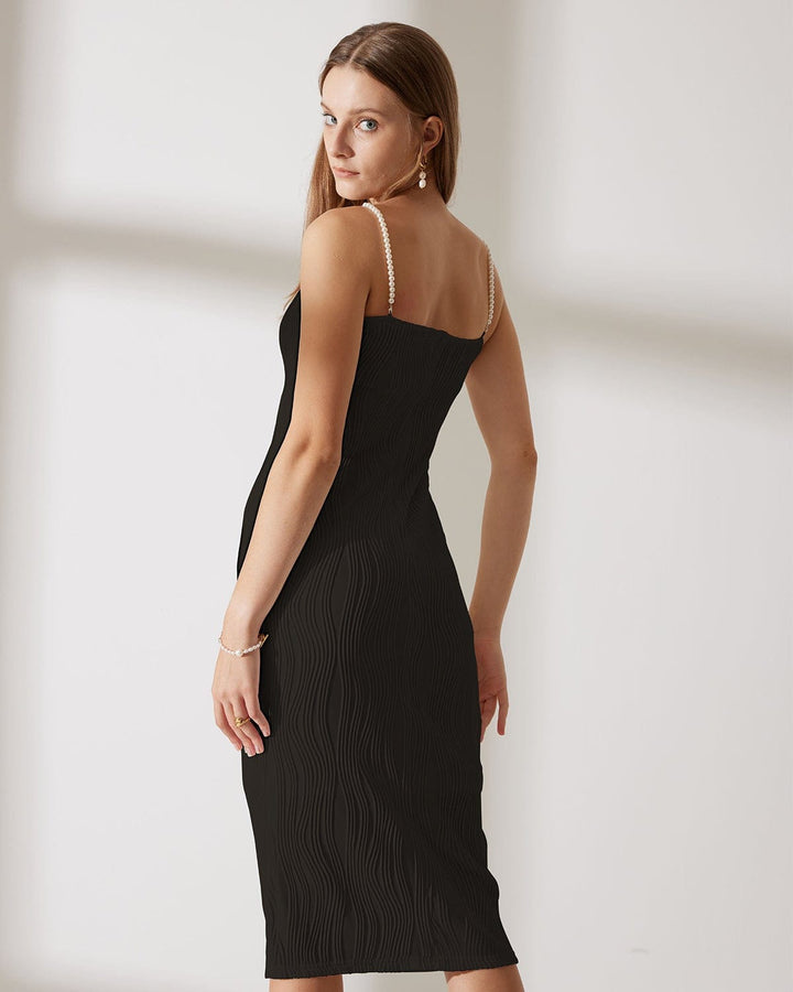 Morgan and Brooke | Black Ripple Textured Cami Dress