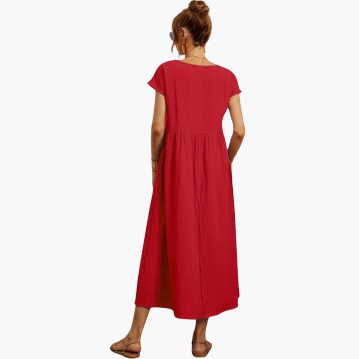 Morgan & Brooke | Ivory Relaxed Fit Belted Cotton-Blend Dress