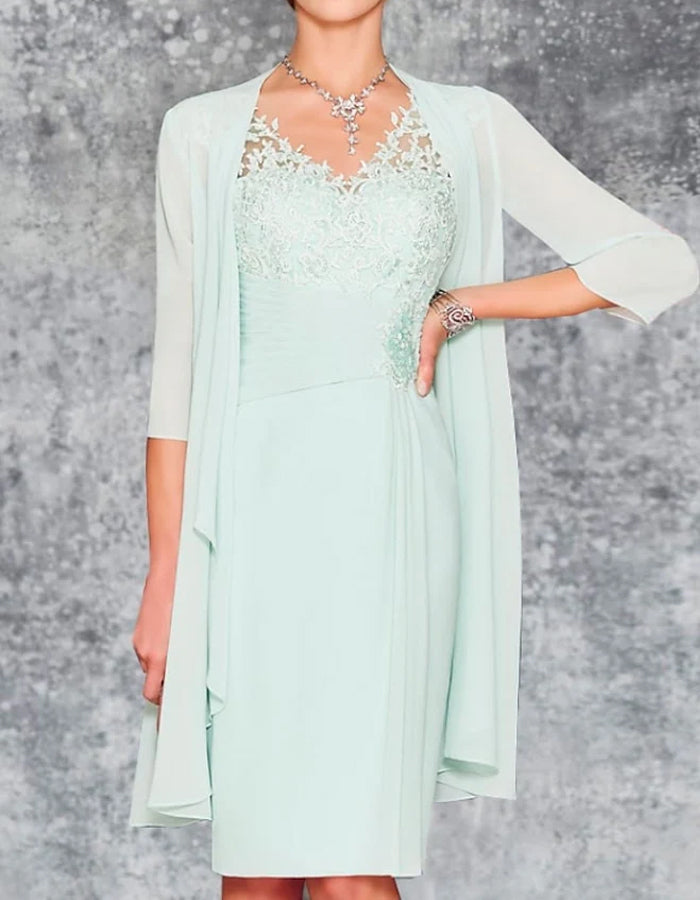 Morgan & Brooke | Mint Green Chiffon Two-Piece Dress