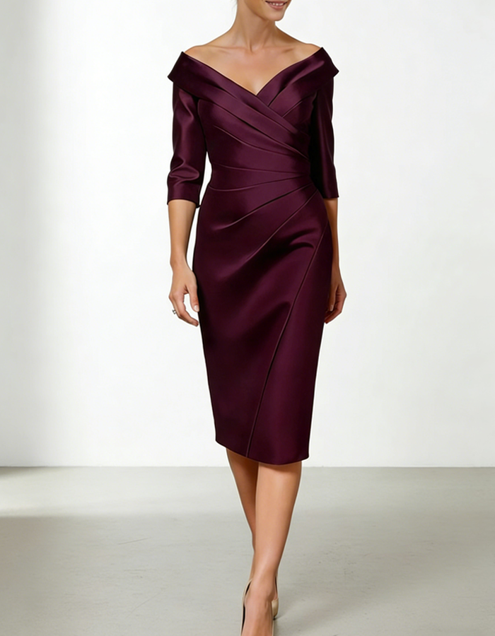 Morgan & Brooke | Red Satin Bodycon Ruffle Dress