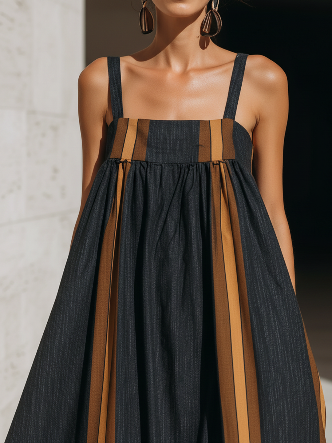 Morgan & Brooke | Dark Indigo Striped Maxi Denim Dress