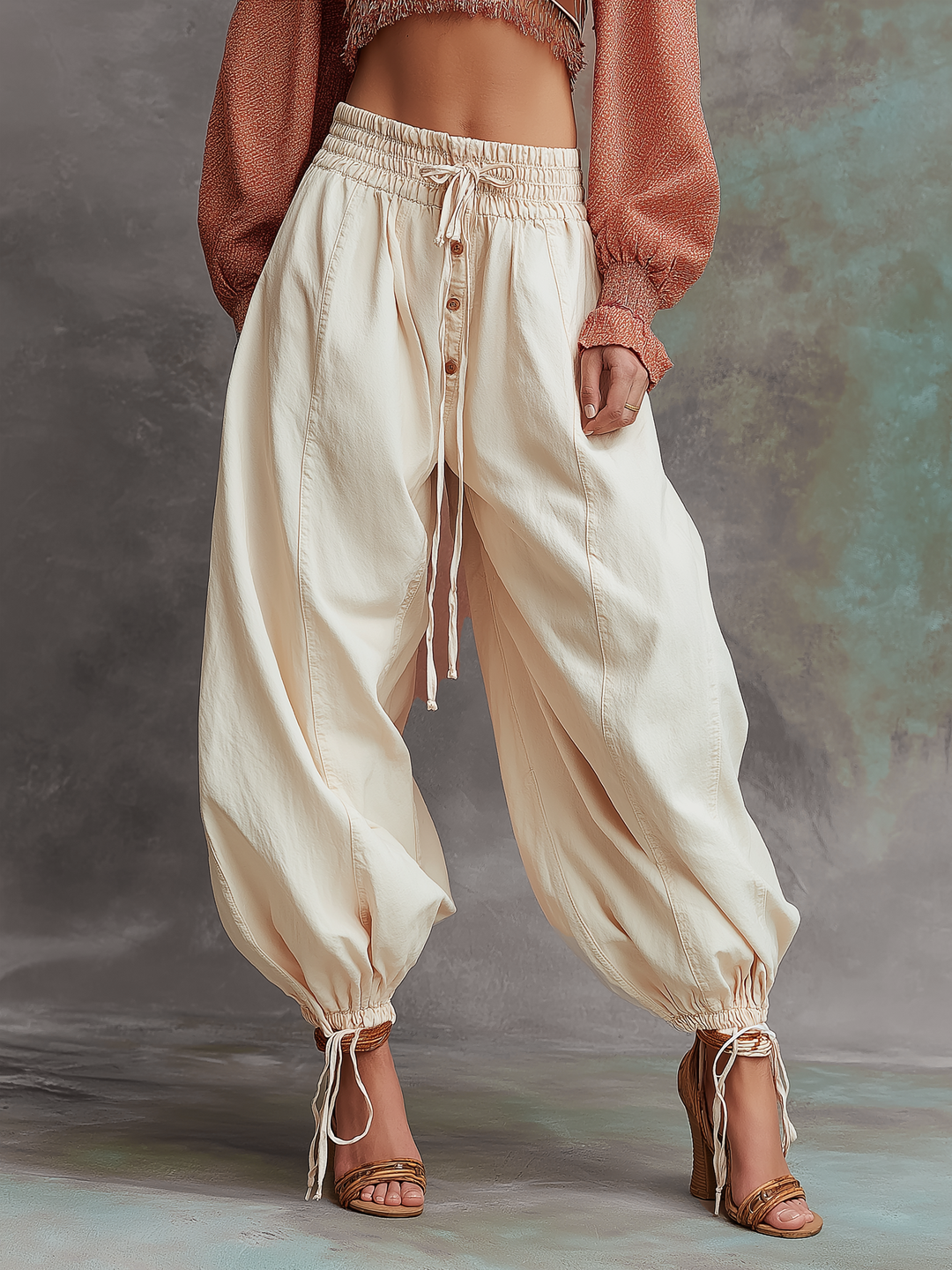 Morgan & Brooke | Light-Wash Loose-Fit Balloon-Leg Denim Pants