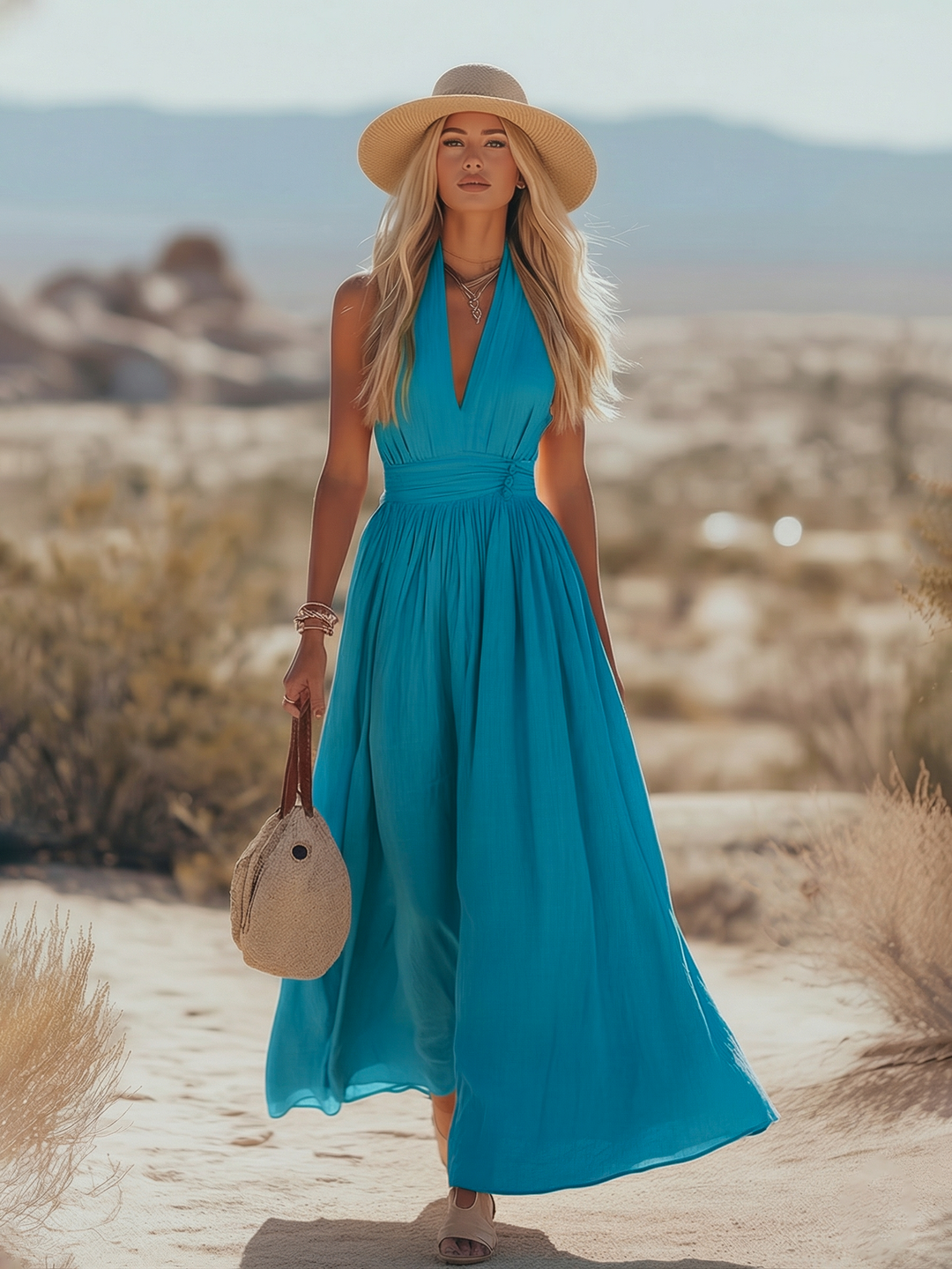 Morgan & Brooke | Bohemian West Resort Elegant Sleeveless Dress