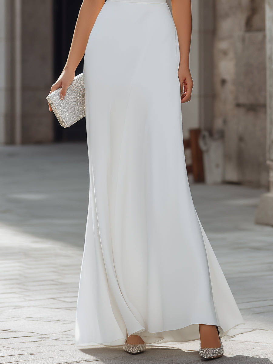 Morgan & Brooke | Black Draped Cowl Neck A-Line Satin Maxi Dress
