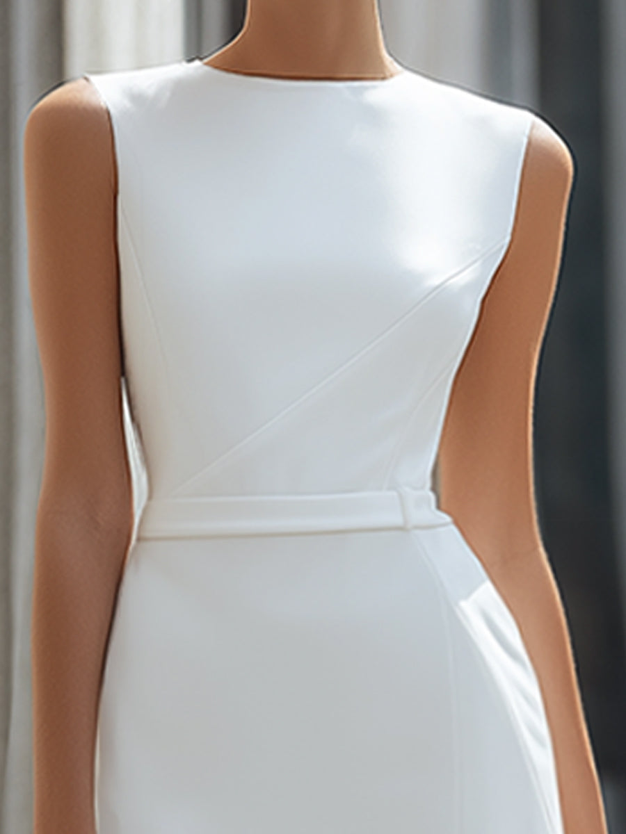 Morgan & Brooke | Black Asymmetric-Panel Tailored Crepe Maxi Dress