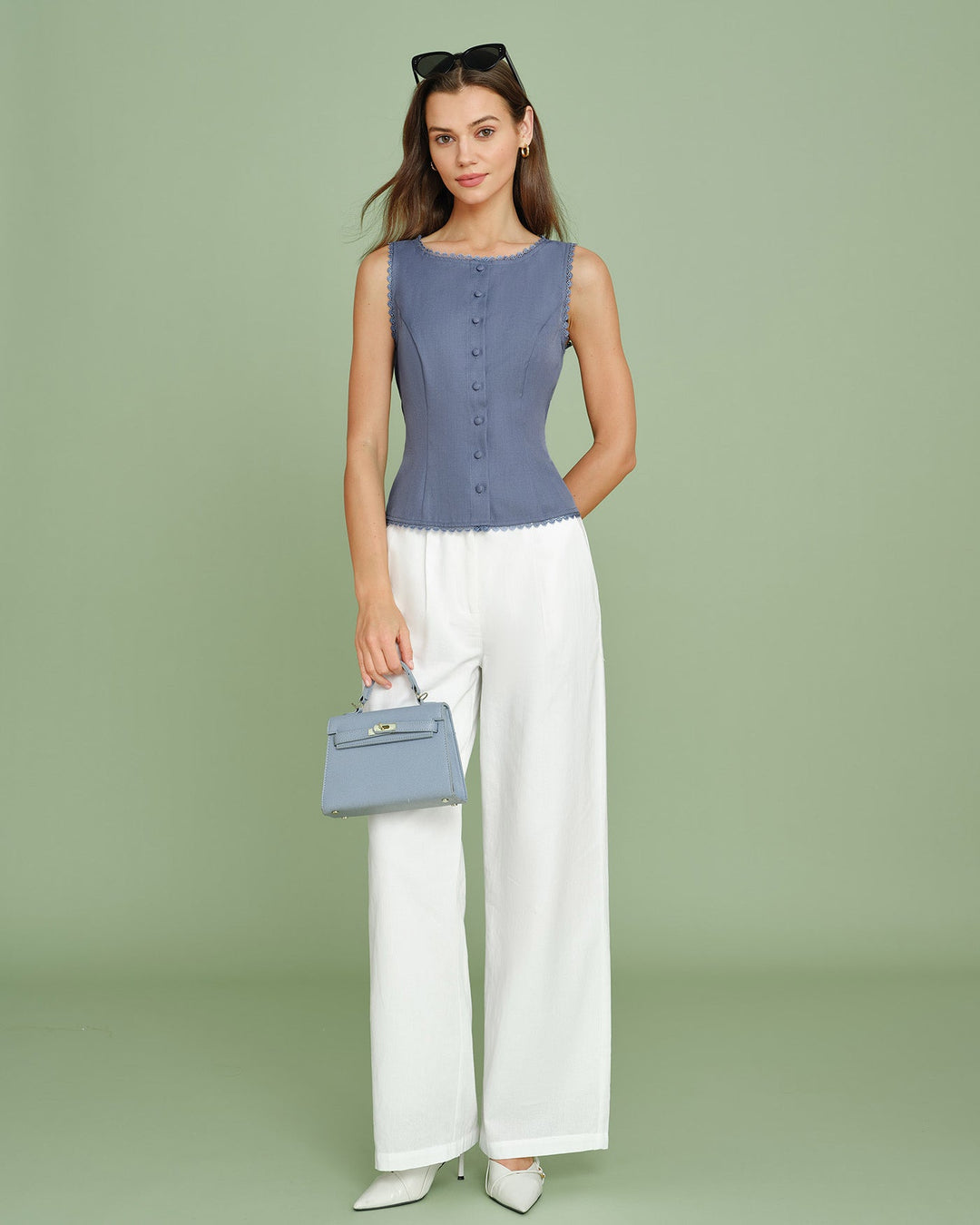 Morgan and Brooke | Blue Boat Neck Vest
