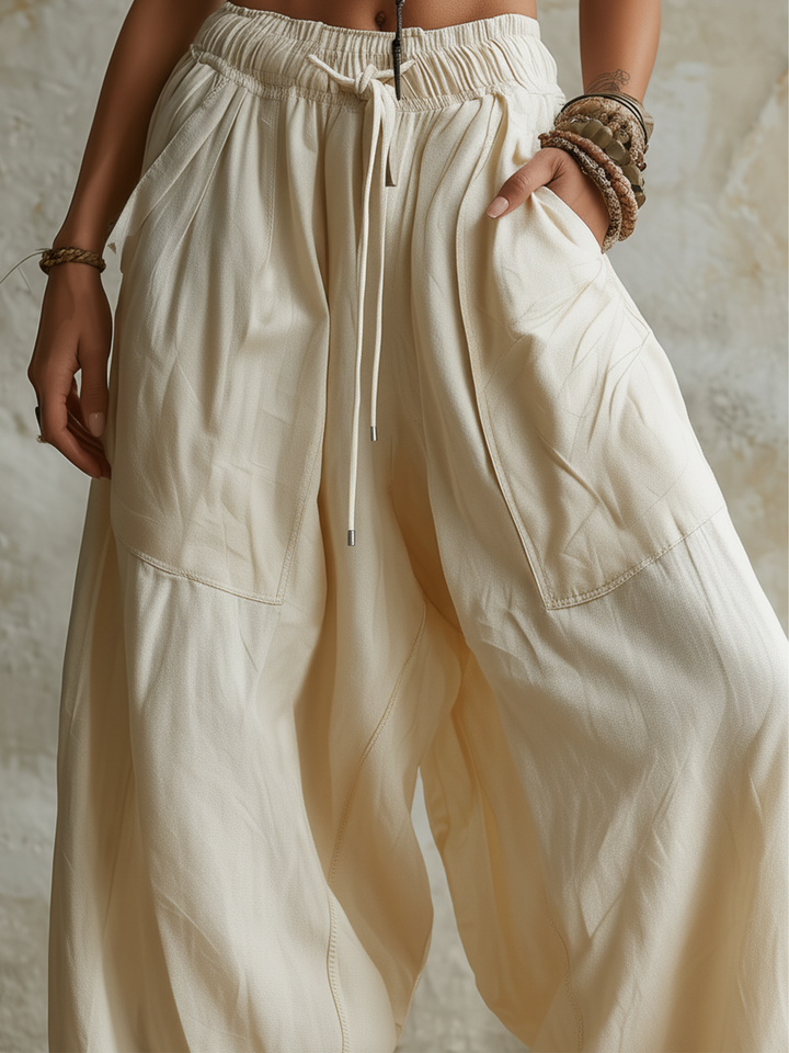 Morgan & Brooke | Beige High-Waist Wide-Leg Pants