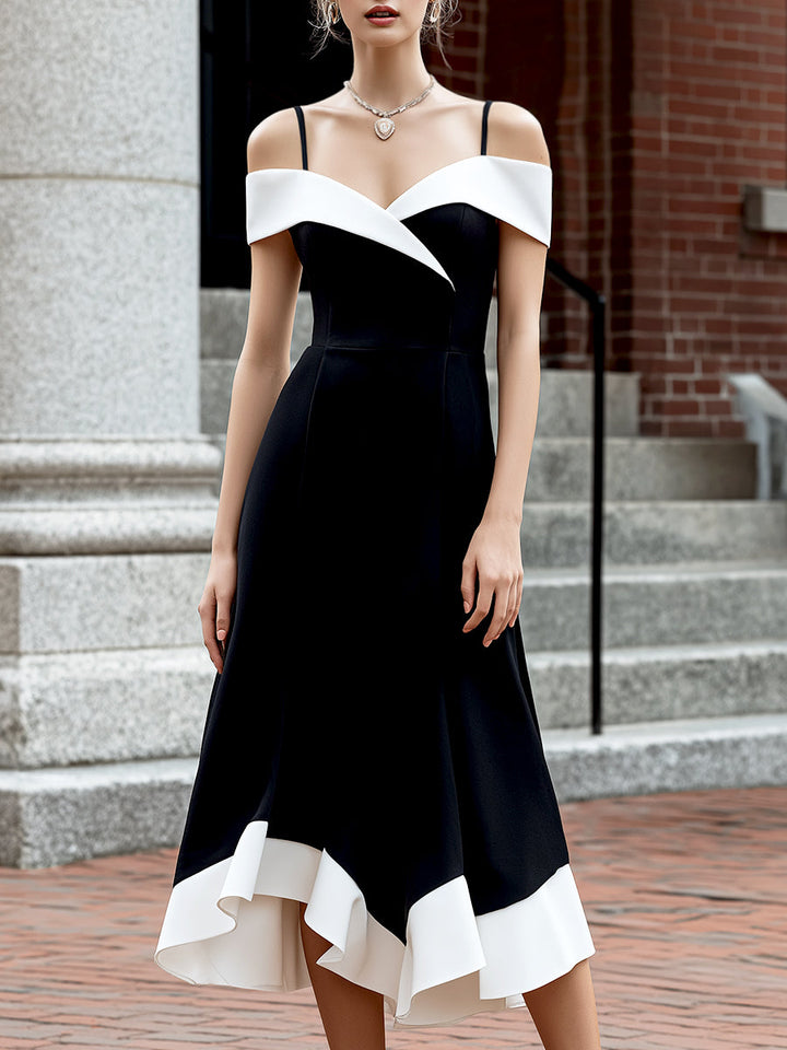 Morgan & Brooke | Black Sculpted-Waist Long-Sleeve Stretch Jersey Maxi Dress