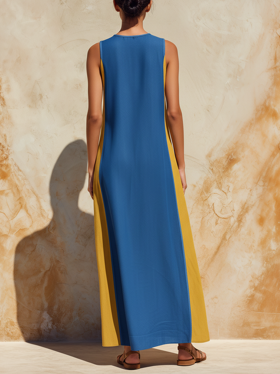 Morgan & Brooke | Blue & Yellow Colorblock Maxi Dress