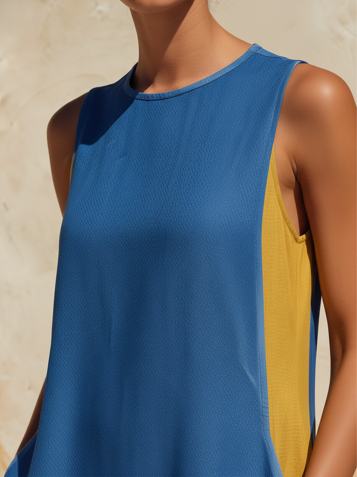 Morgan & Brooke | Blue & Yellow Colorblock Maxi Dress
