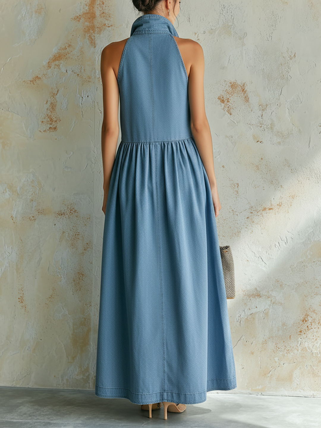 Morgan & Brooke | Light Blue Sleeveless Button-Down Denim Dress