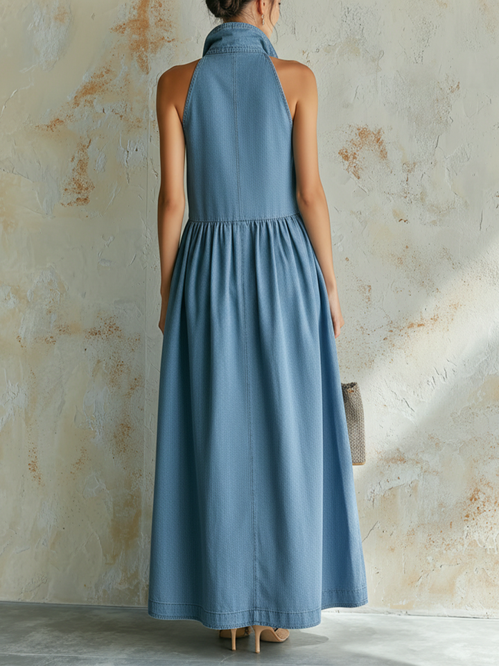 Morgan & Brooke | Light Blue Sleeveless Button-Down Denim Dress
