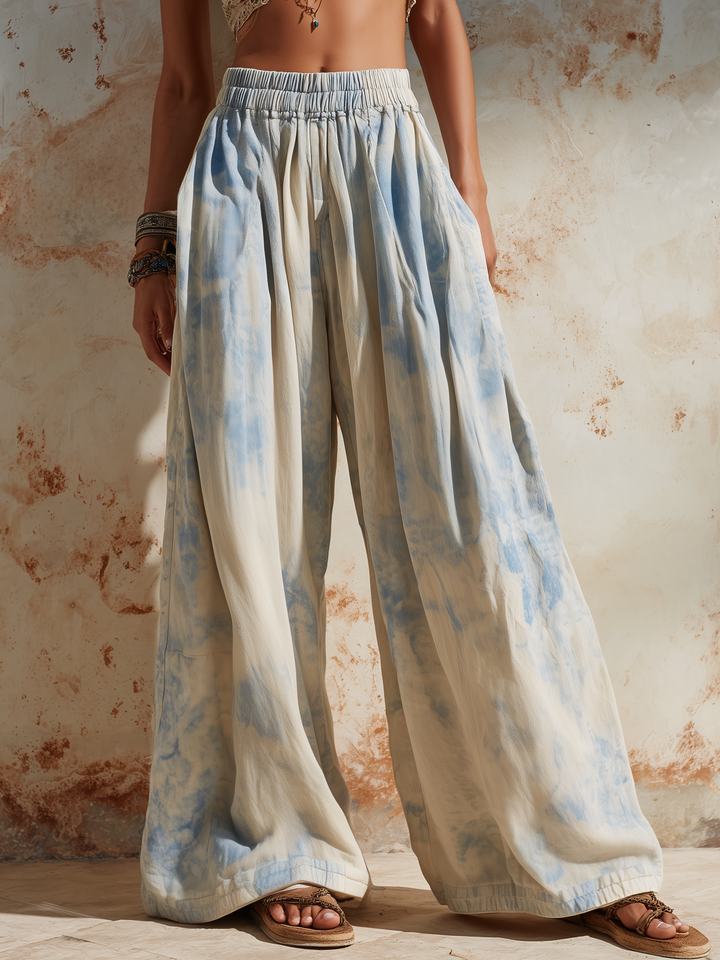 Morgan & Brooke | Beige High-Waisted Wide-Leg Pants