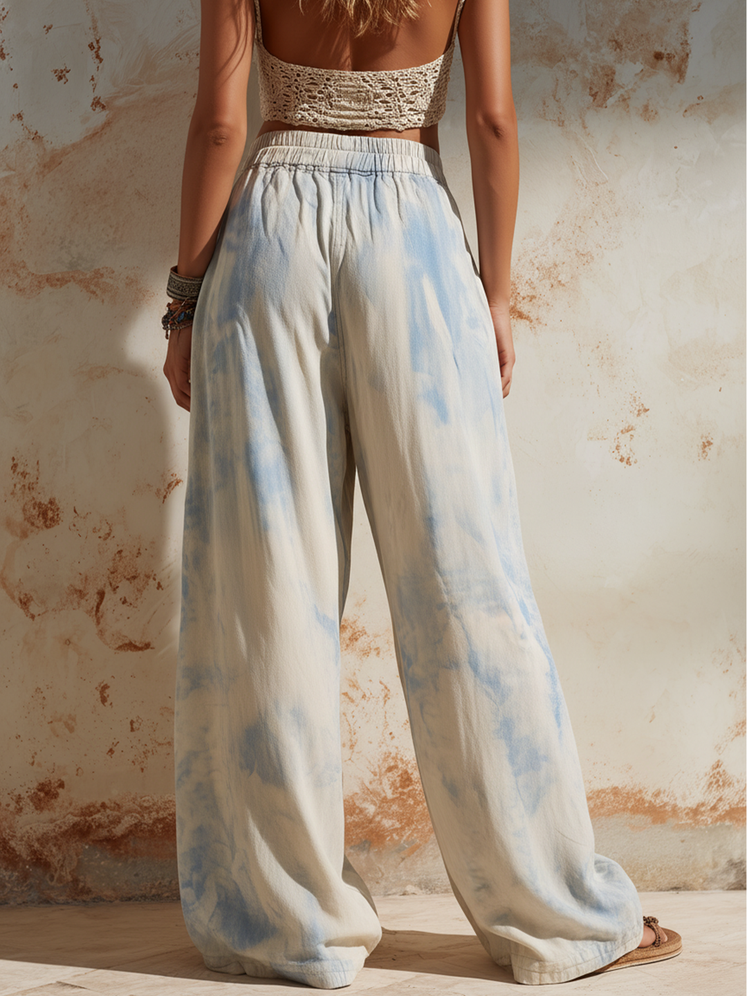 Morgan & Brooke | Beige High-Waisted Wide-Leg Pants