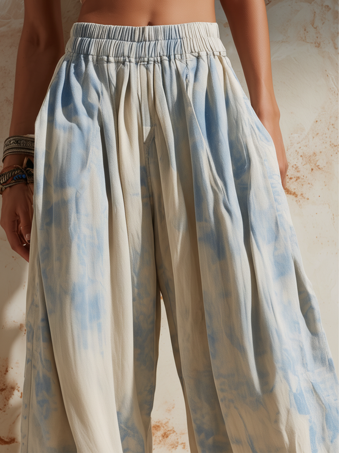 Morgan & Brooke | Beige High-Waisted Wide-Leg Pants