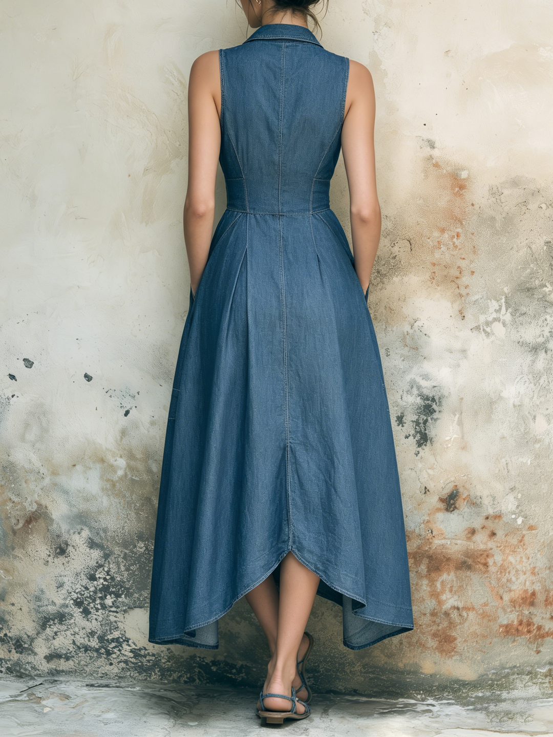 Morgan & Brooke | Indigo Sleeveless Corset Waist Tencel Denim Midi Dress