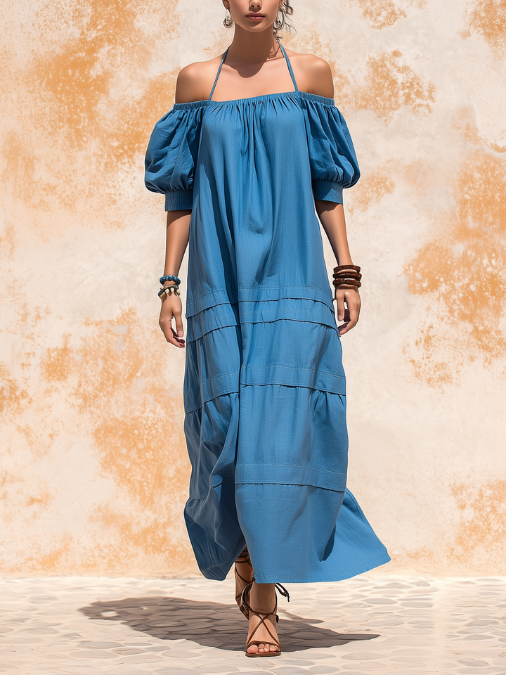 Morgan & Brooke | Ivory Off-Shoulder Tiered Chiffon Maxi Dress