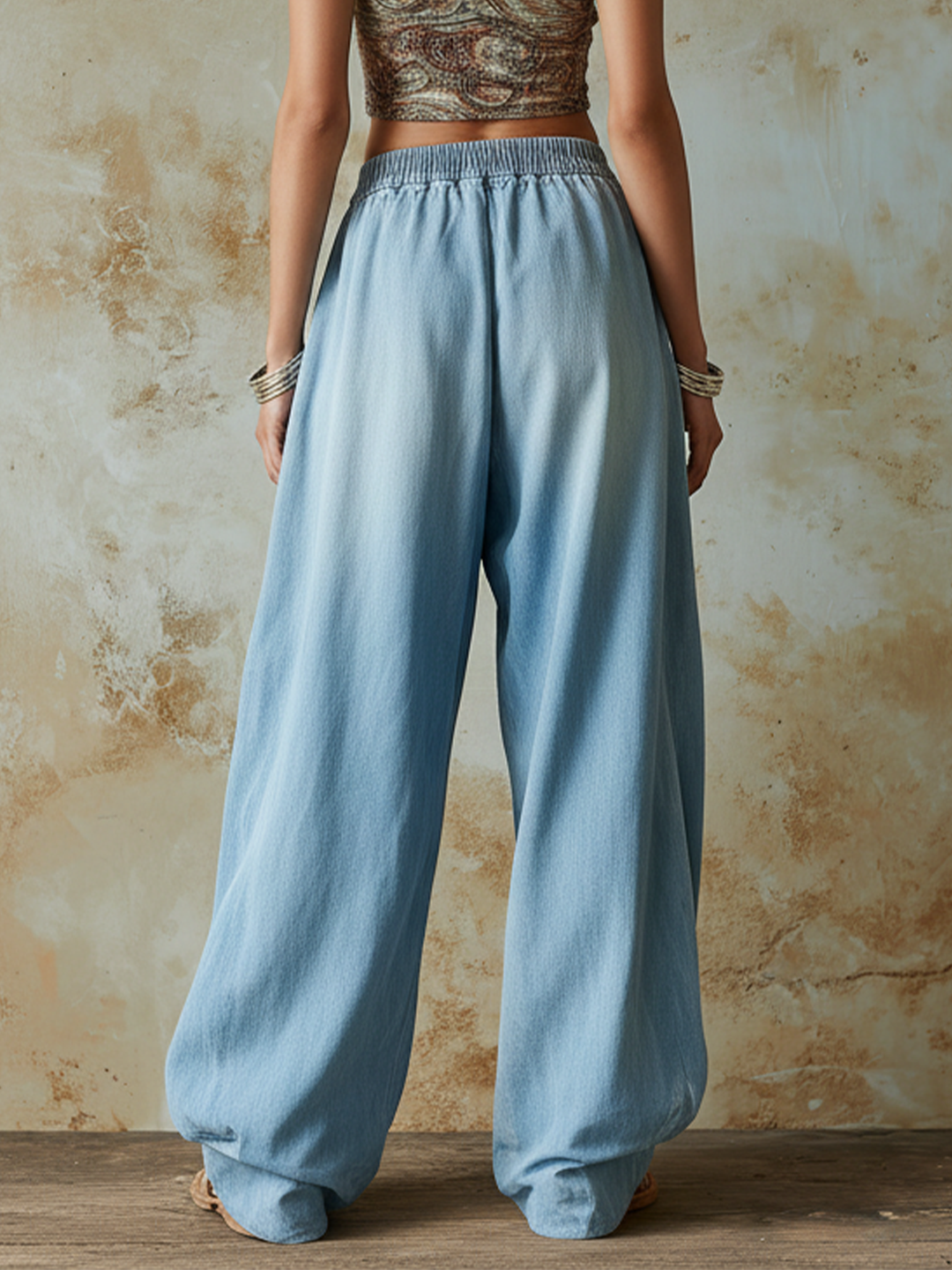 Morgan & Brooke | Light Blue Oversized Wide-Leg Tencel Denim Pants