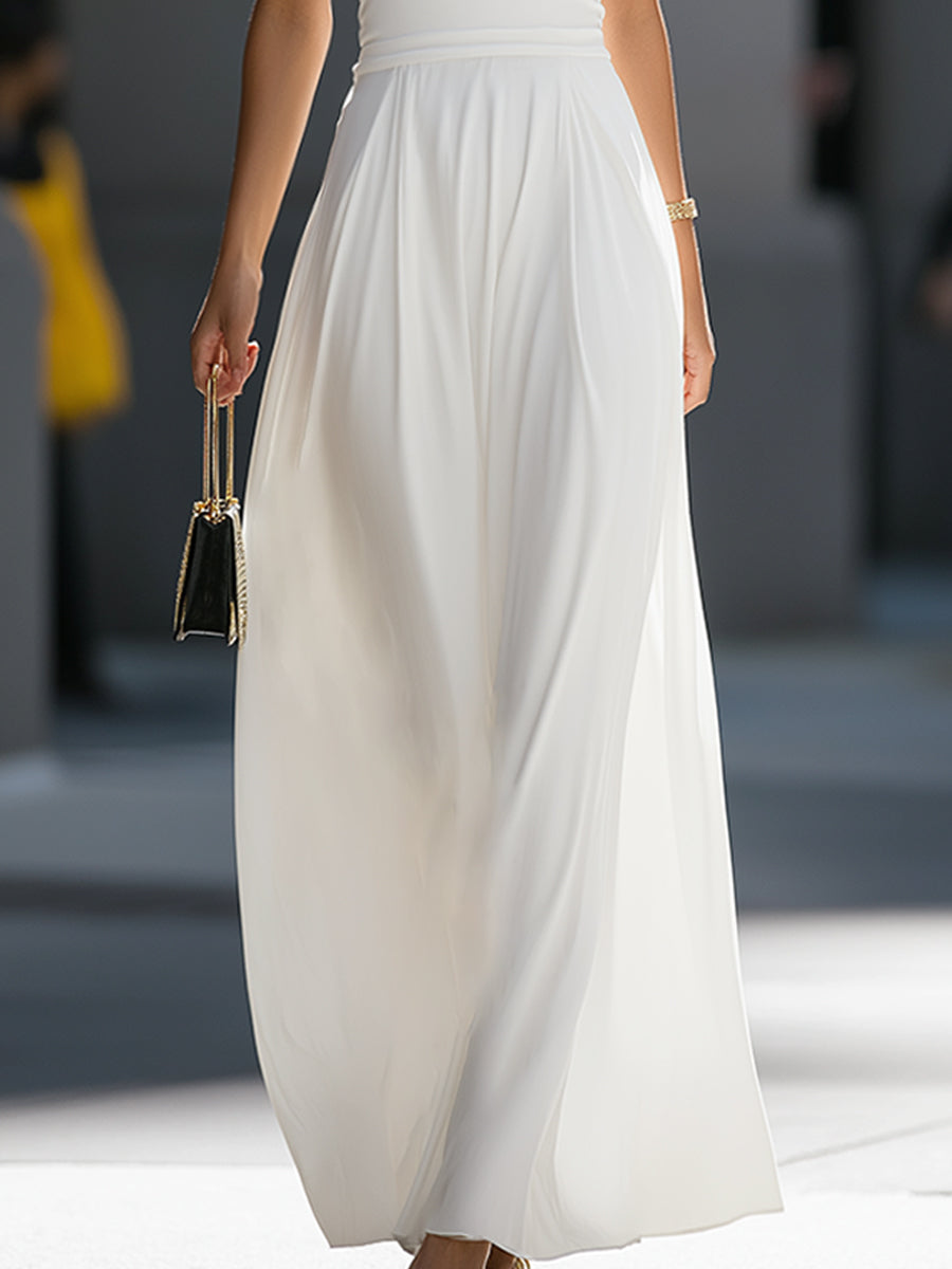 Morgan & Brooke | Black High-Neck Halter Cutout Waist Chiffon Maxi Dress