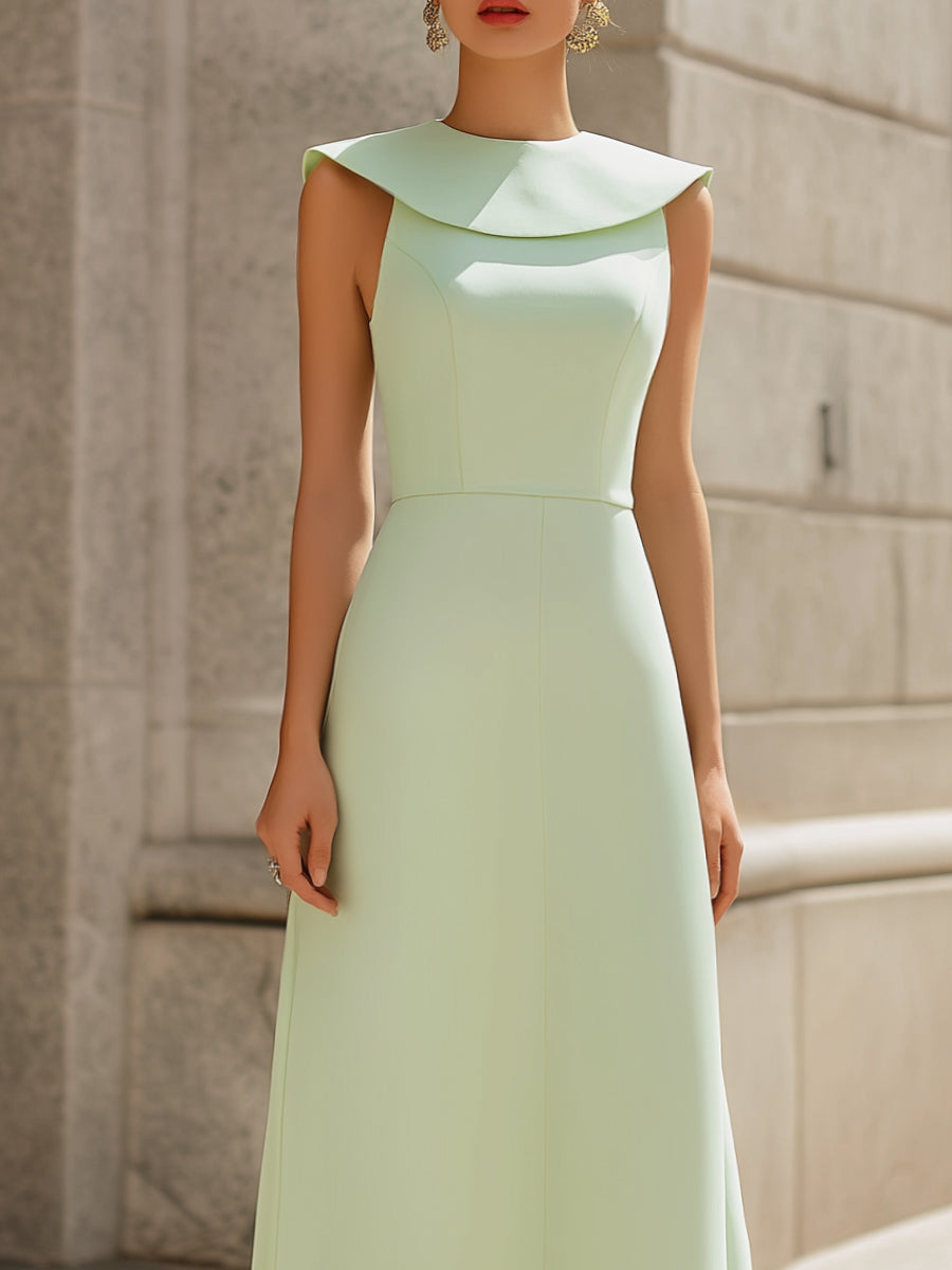 Morgan & Brooke | Sculpted Collar A-Line Maxi Dress