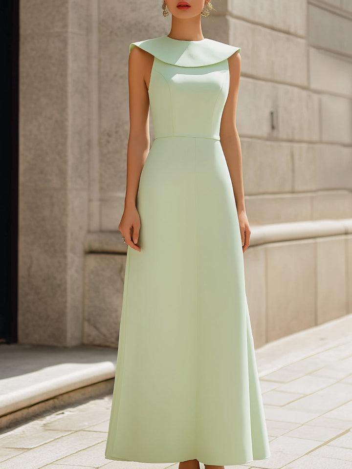 Morgan & Brooke | Sculpted Collar A-Line Maxi Dress
