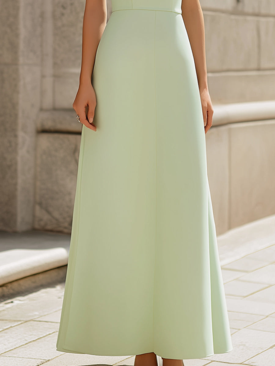 Morgan & Brooke | Sculpted Collar A-Line Maxi Dress