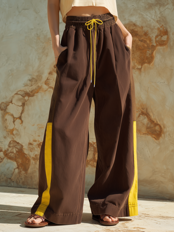 Morgan & Brooke | Multicolor Wide-Leg Drawstring-Waist Pants