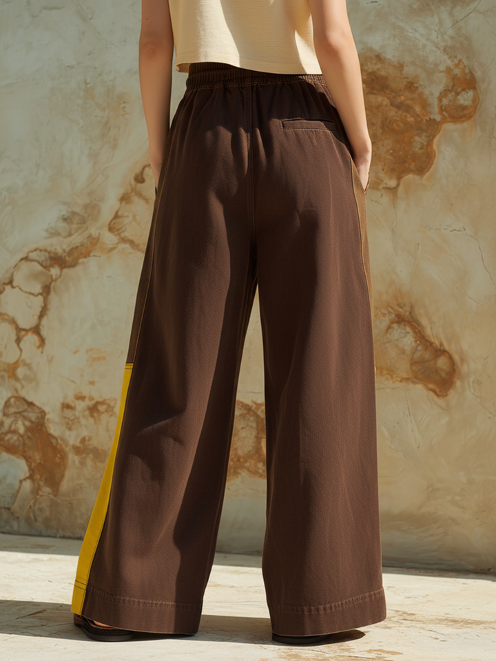 Morgan & Brooke | Multicolor Wide-Leg Drawstring-Waist Pants