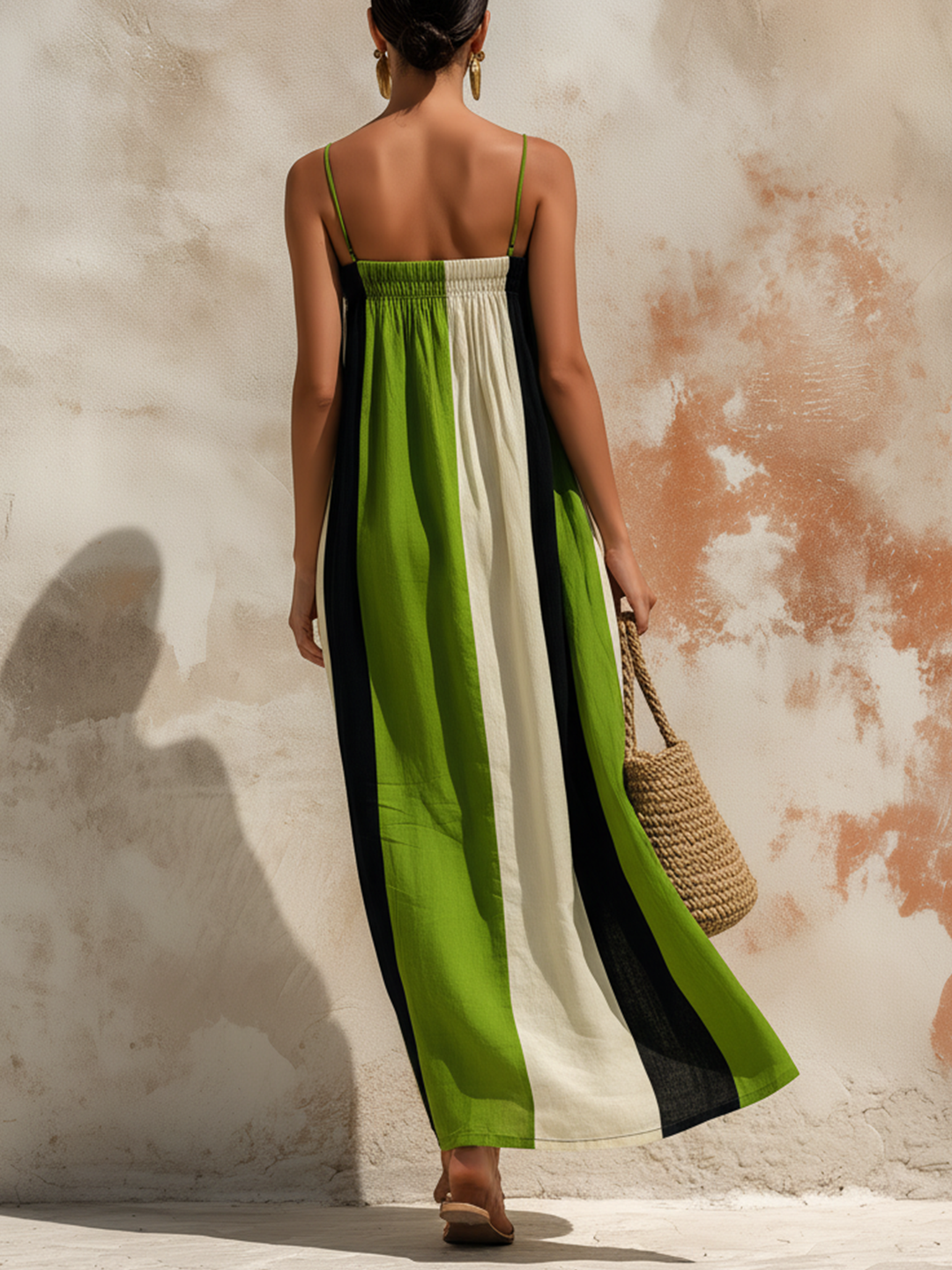 Morgan & Brooke | Two-Tone Strapless Linen-Blend Maxi Dress