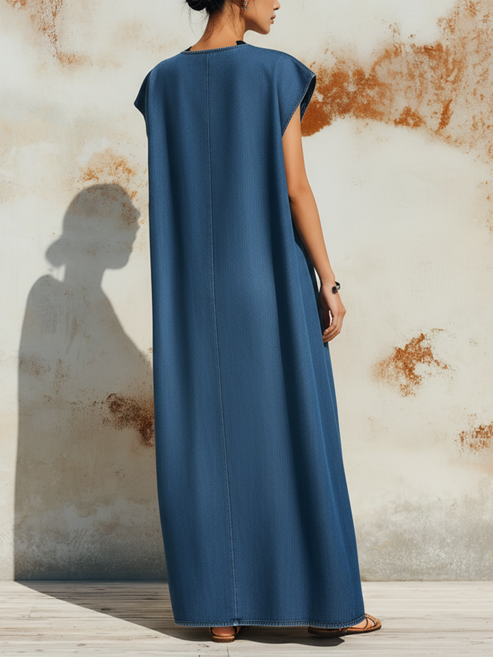 Morgan & Brooke | Lightwash V-Neck Front-Tie Denim Dress