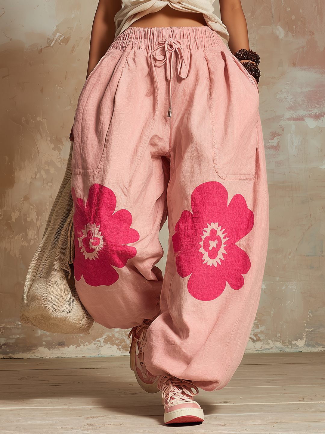 Morgan & Brooke | Floral Print Balloon Elastic-Waist Woven Pants