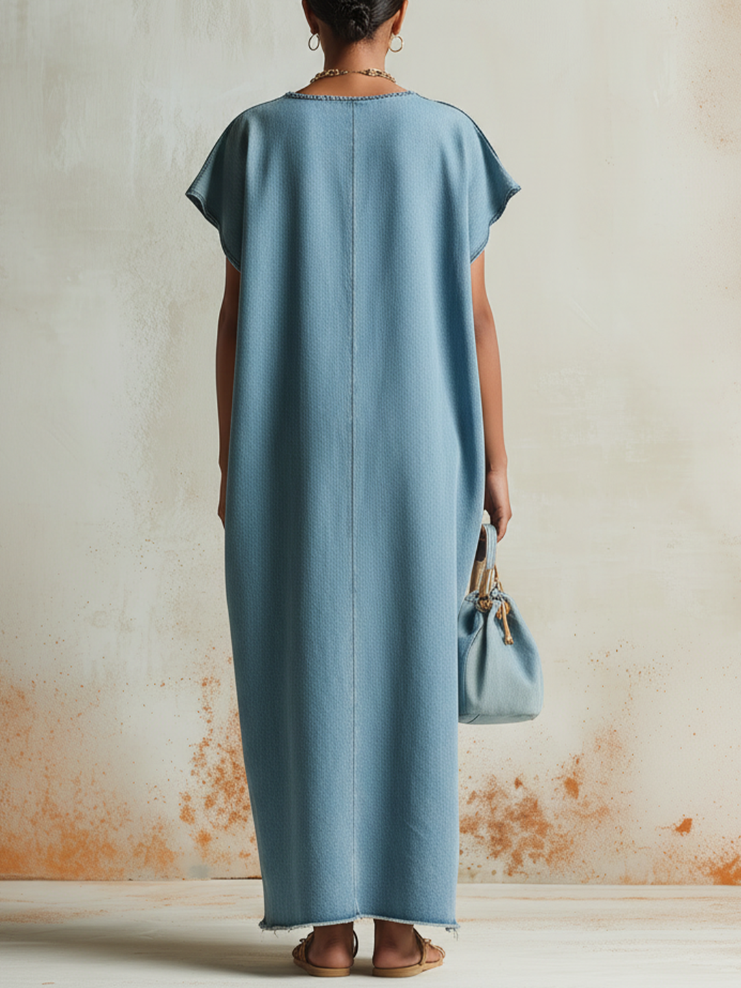 Morgan & Brooke | Indigo Colorblock Caftan Denim Dress