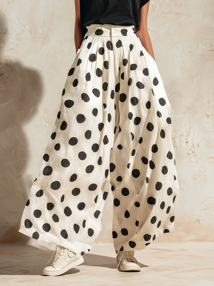 Morgan & Brooke | Cream Polka Dot Wide-Leg Pants