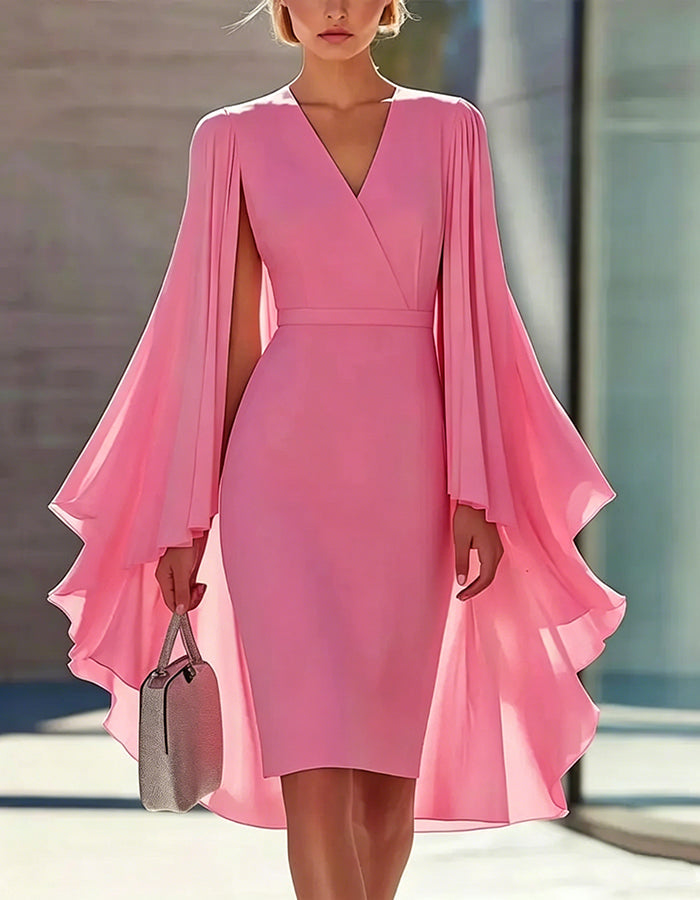 Morgan & Brooke | Pink Cape Style Dress