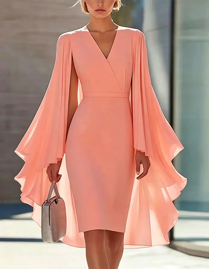 Morgan & Brooke | Pink Cape Style Dress