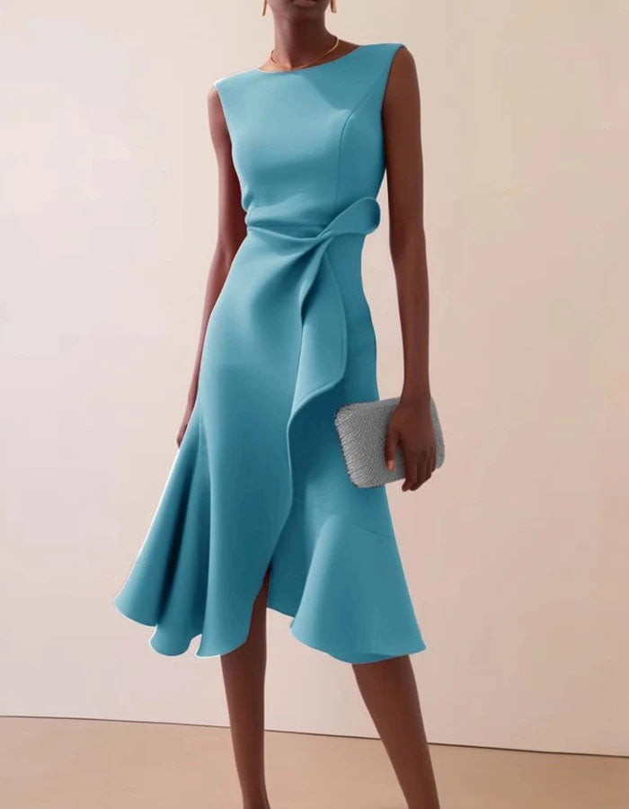 Morgan & Brooke | Pink Round Neck Ruffle Bow Dress