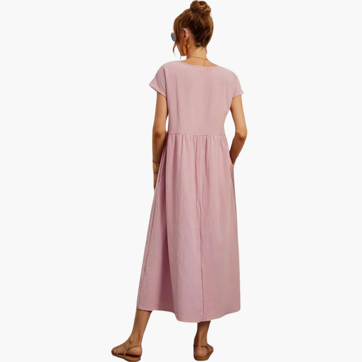Morgan & Brooke | Ivory Relaxed Fit Belted Cotton-Blend Dress