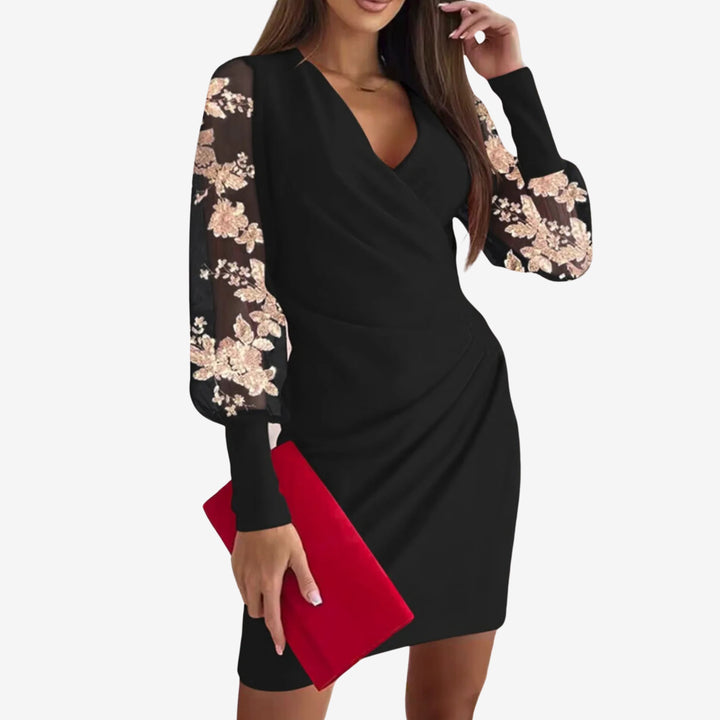 Morgan & Brooke | Black V-Neck Wrap Lace Dress