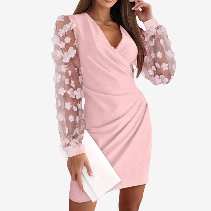 Morgan & Brooke | Black V-Neck Wrap Lace Dress