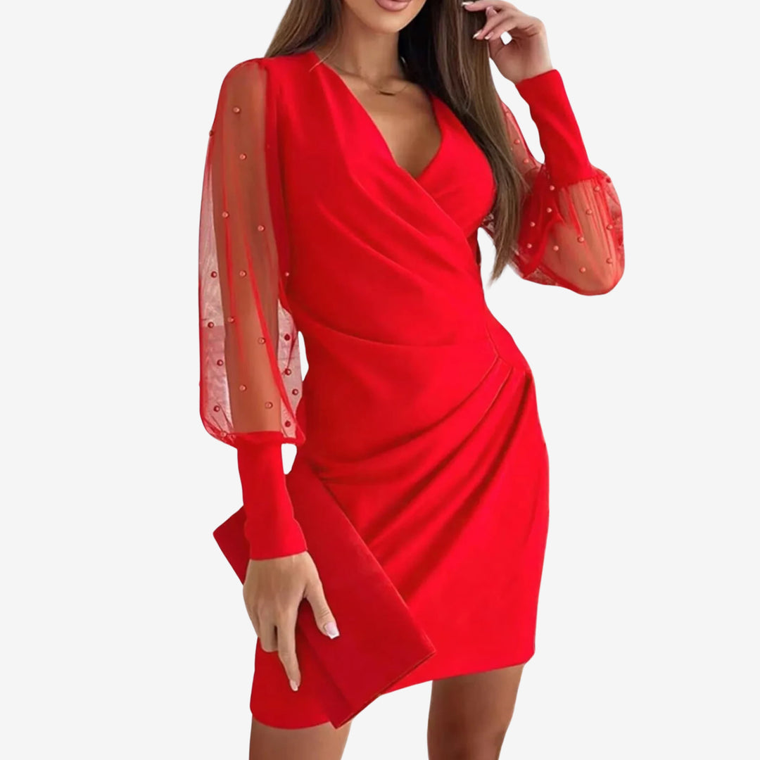 Morgan & Brooke | Black V-Neck Wrap Lace Dress