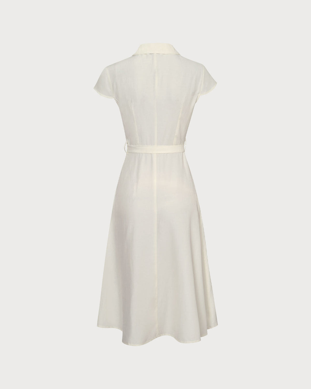 Morgan and Brooke | Beige Lapel Cap Sleeve Midi Dress