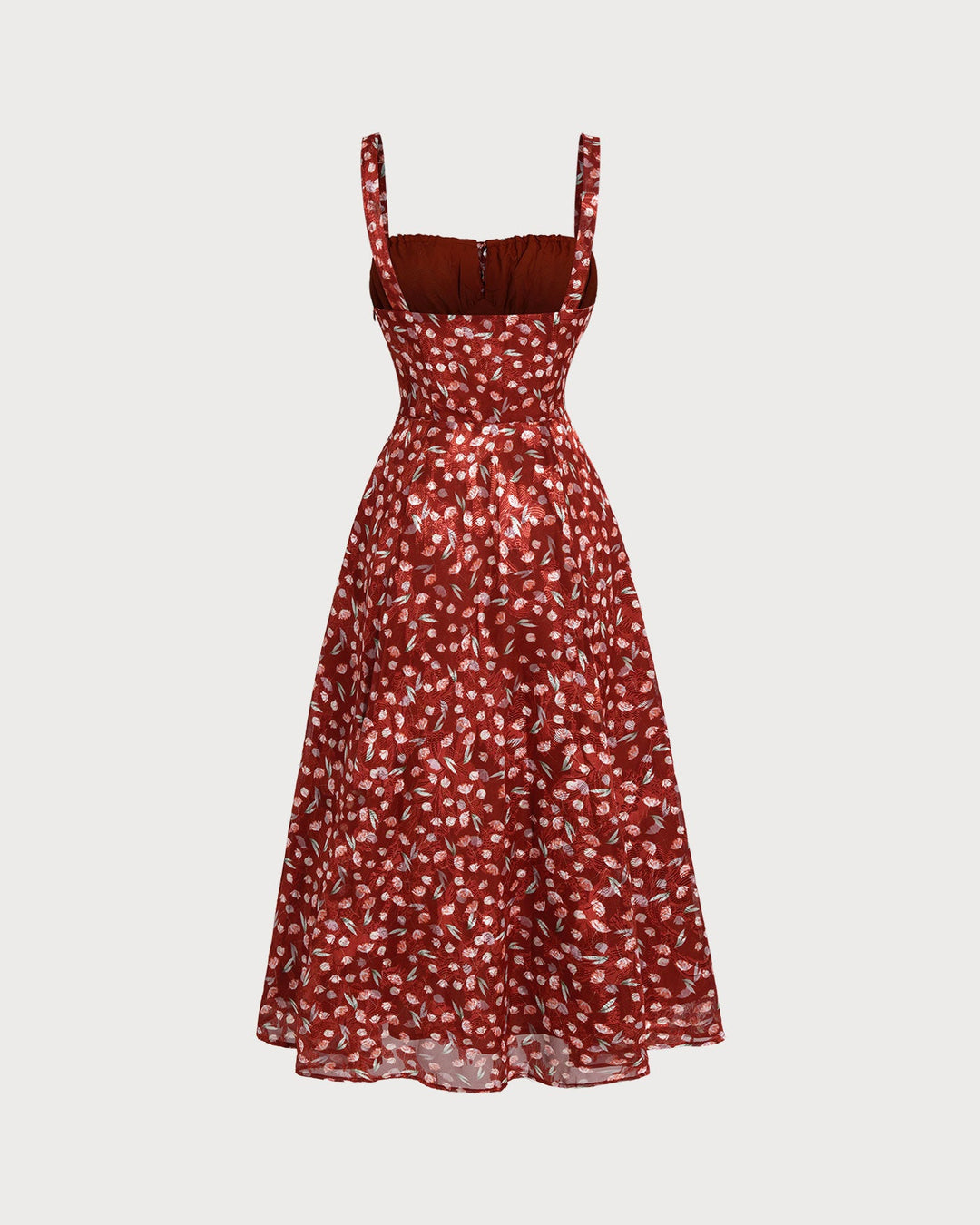Morgan and Brooke | Floral Slip Midi Dress for Women in Wine Red