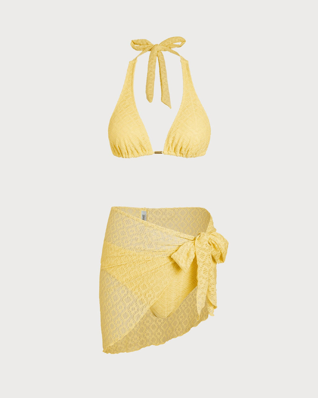 Morgan and Brooke | Jacquard Textured Bikini Set for Women in Yellow
