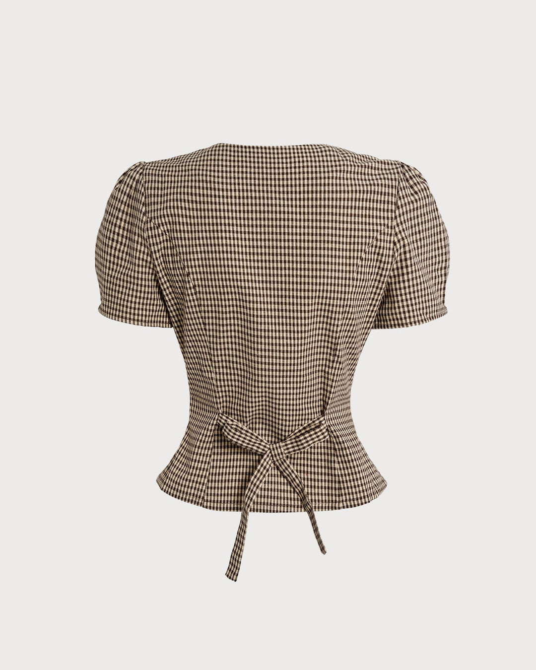Morgan and Brooke | Brown Plaid Puffed Sleeve Blouse