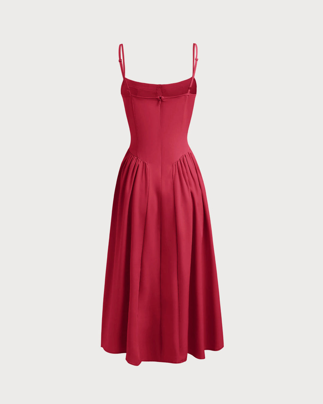 Morgan and Brooke | Square Neck Pocket Slip Midi Dress in Red