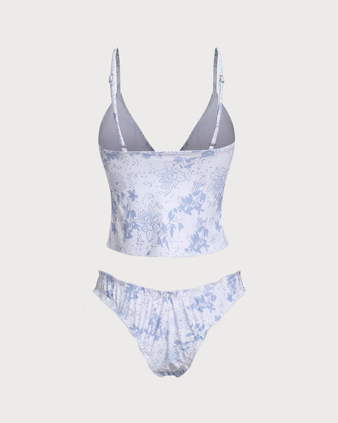 Morgan and Brooke | Floral Tie Front Tankini Set for Women in Blue
