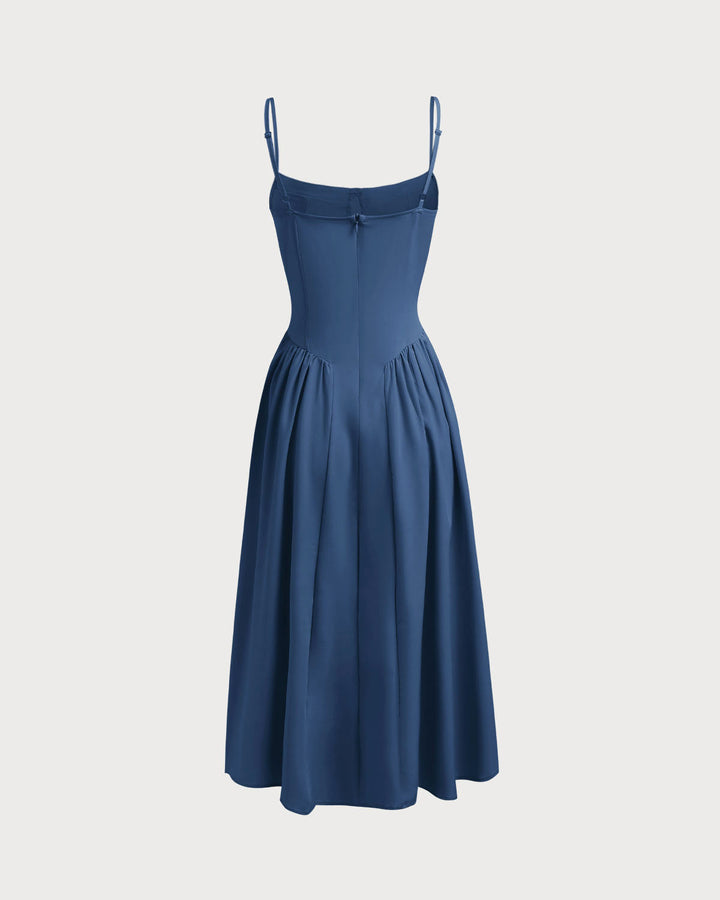 Morgan and Brooke | Navy Square Neck Midi Dress