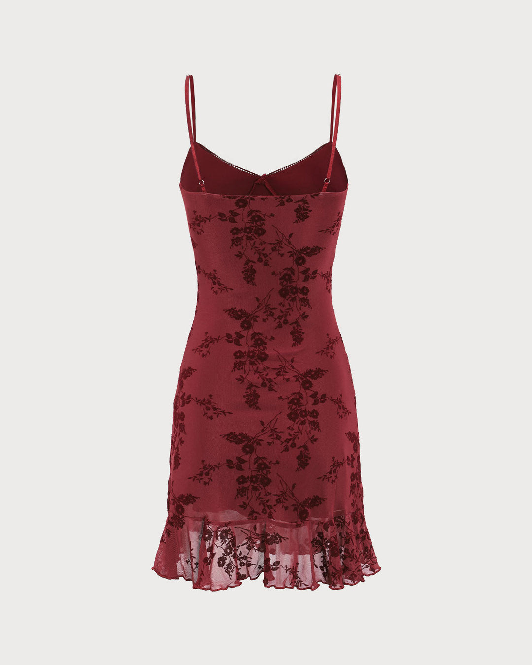 Morgan and Brooke | Floral Mesh Slip Mini Dress for Women in Red